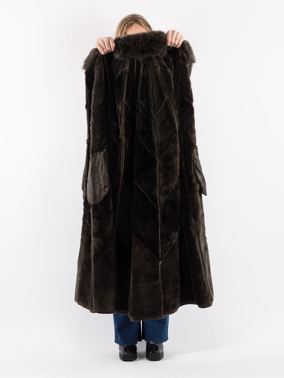 Vintage 80's Women Sheepskin Coat in GreenV8575