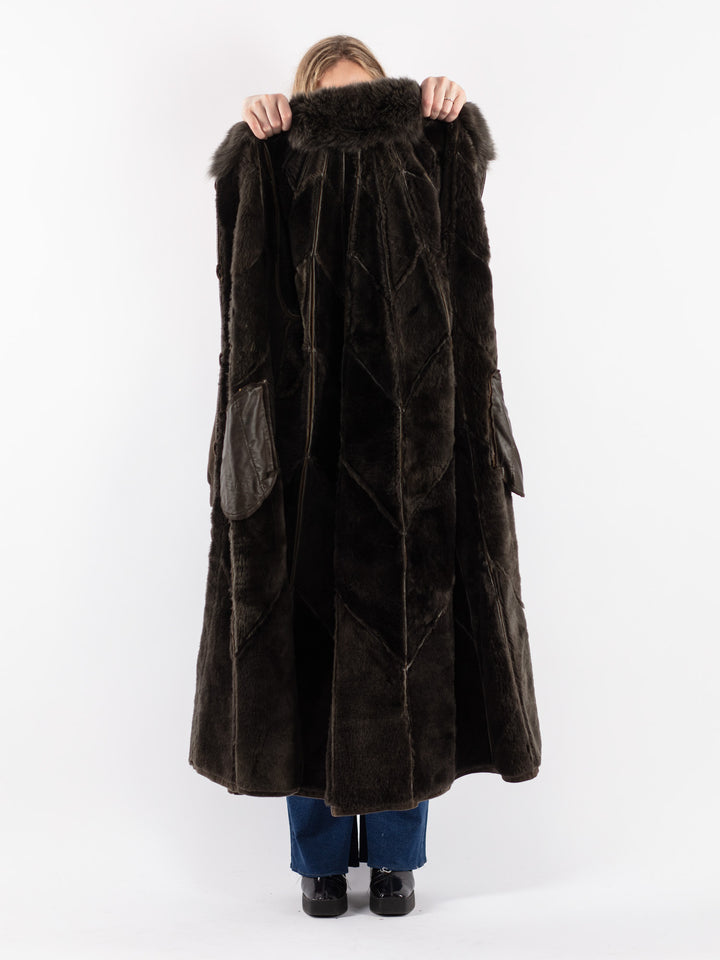 Vintage 80's Women Sheepskin Coat in GreenV8575