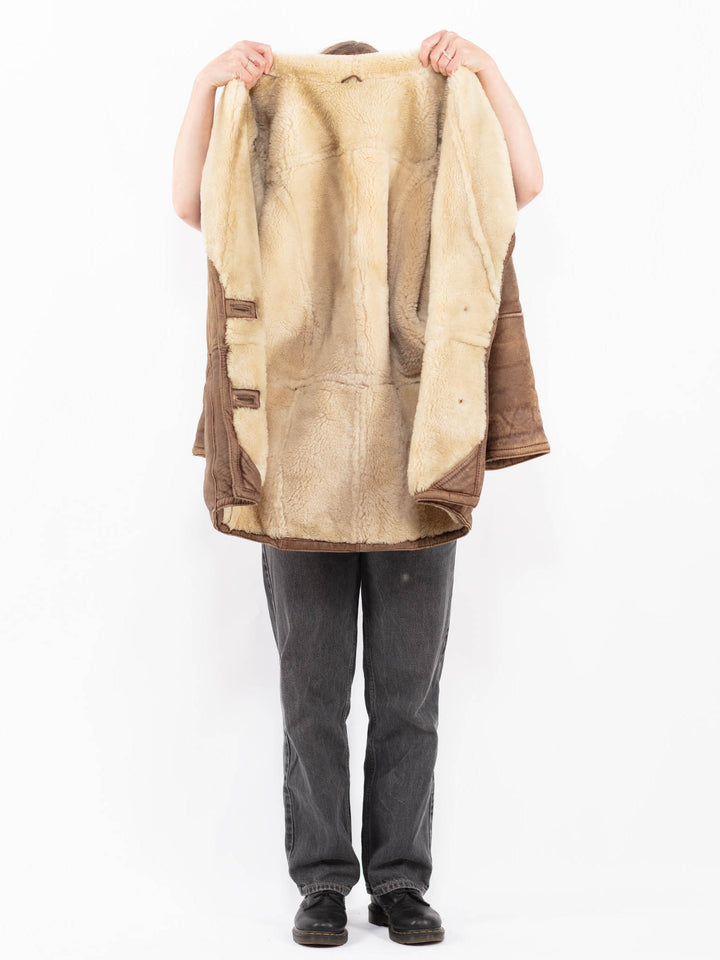Vintage 80's Women Sheepskin Coat in BrownA0615