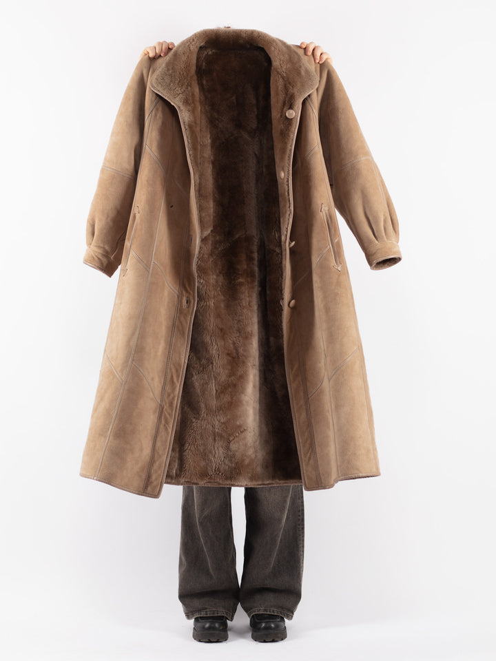 Vintage 80's Women Sheepskin Coat in Beige