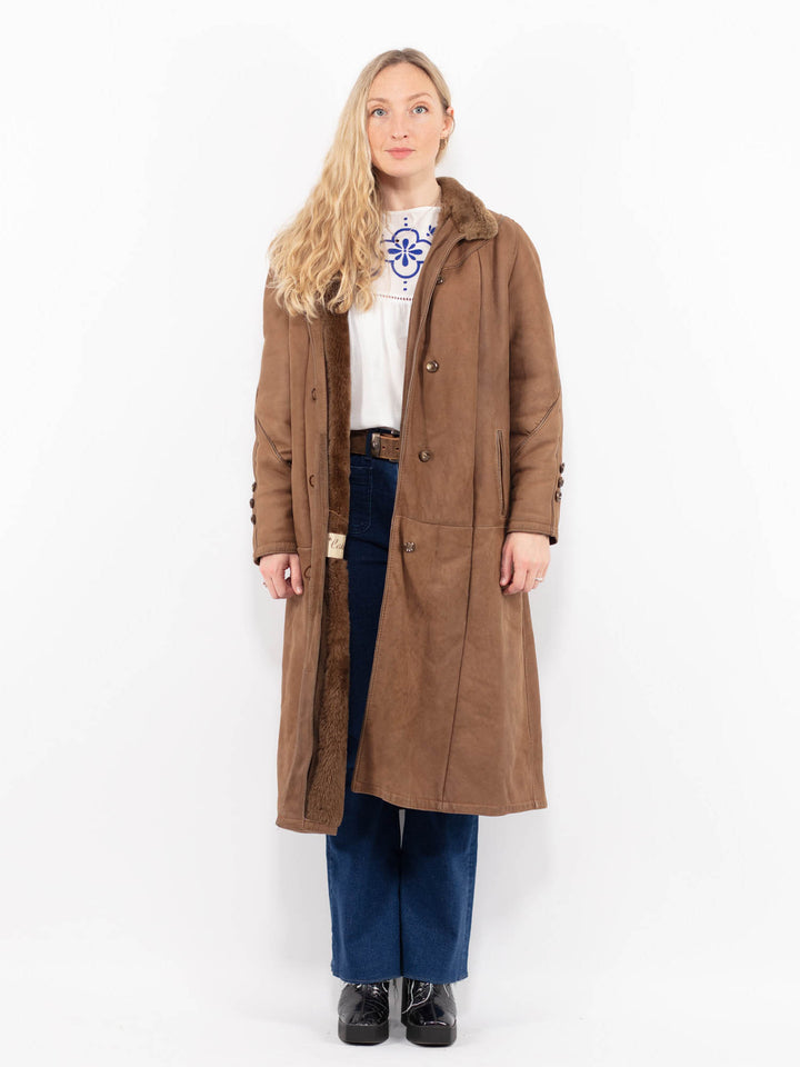 Vintage 80's Women Sheepskin Coat in BrownA1003