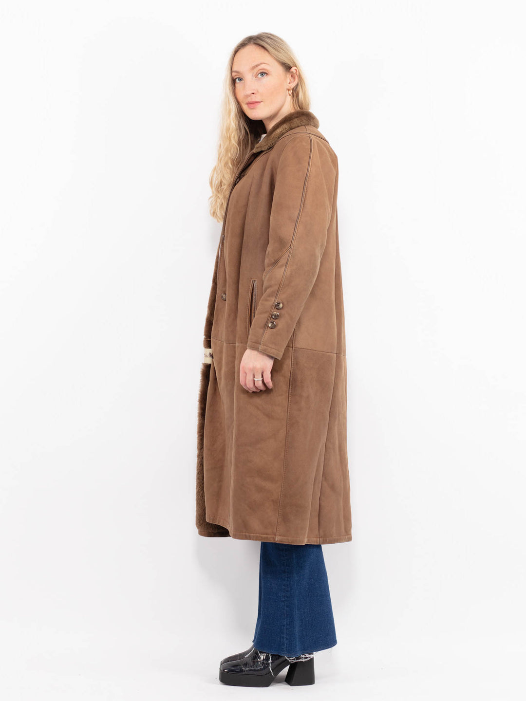 Vintage 80's Women Sheepskin Coat in BrownA1003