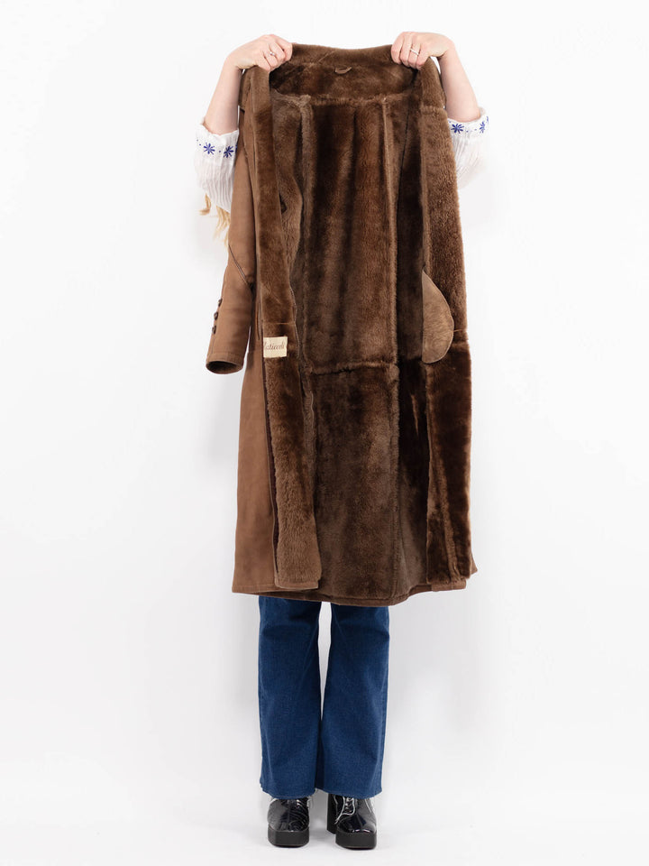 Vintage 80's Women Sheepskin Coat in BrownA1003