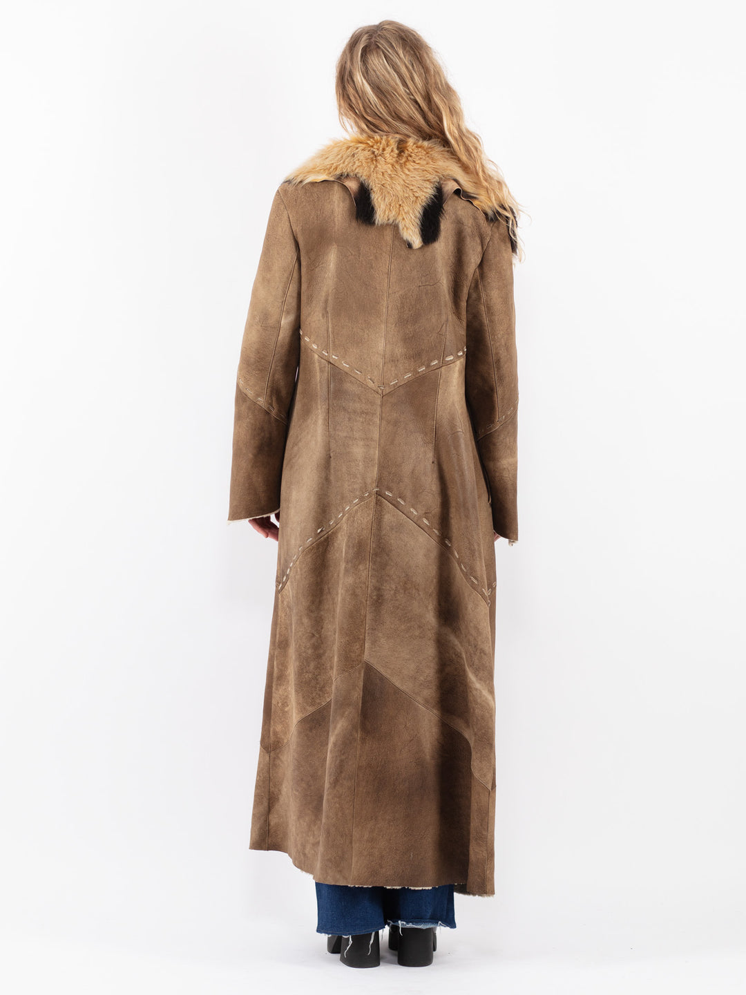 Vintage 80's Women Sheepskin Coat in Beige