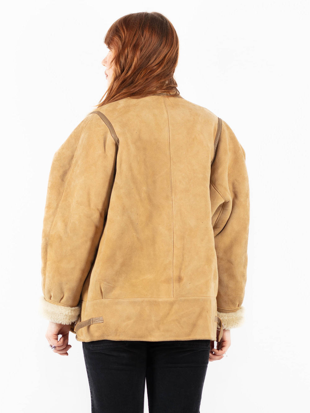 Vintage 80's Women Sheepskin Coat in BeigeV9772