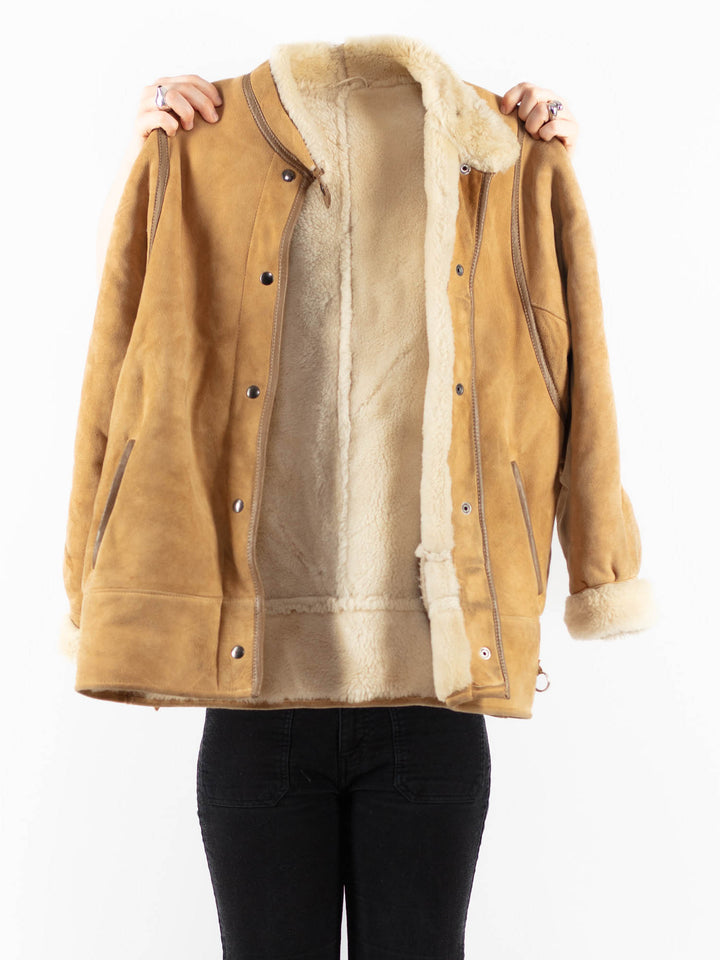 Vintage 80's Women Sheepskin Coat in BeigeV9772