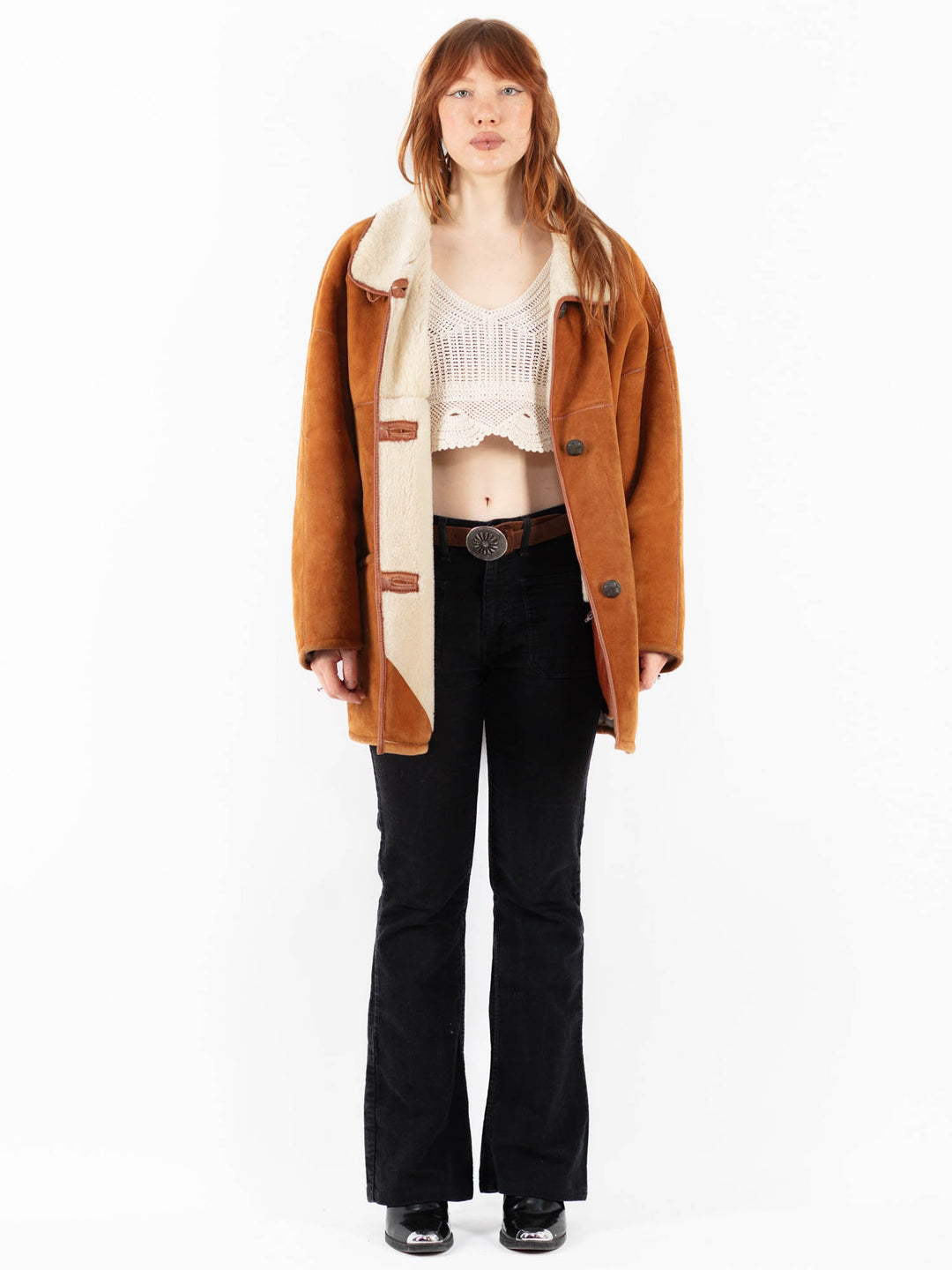 Vintage 80's Women Sheepskin Coat in BrownV9773