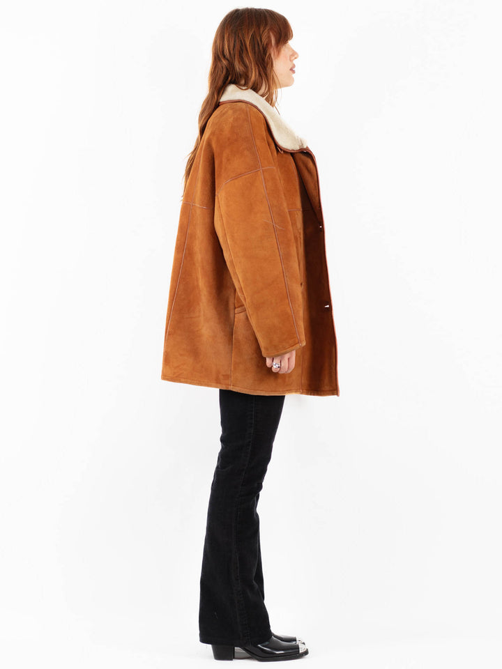 Vintage 80's Women Sheepskin Coat in BrownV9773