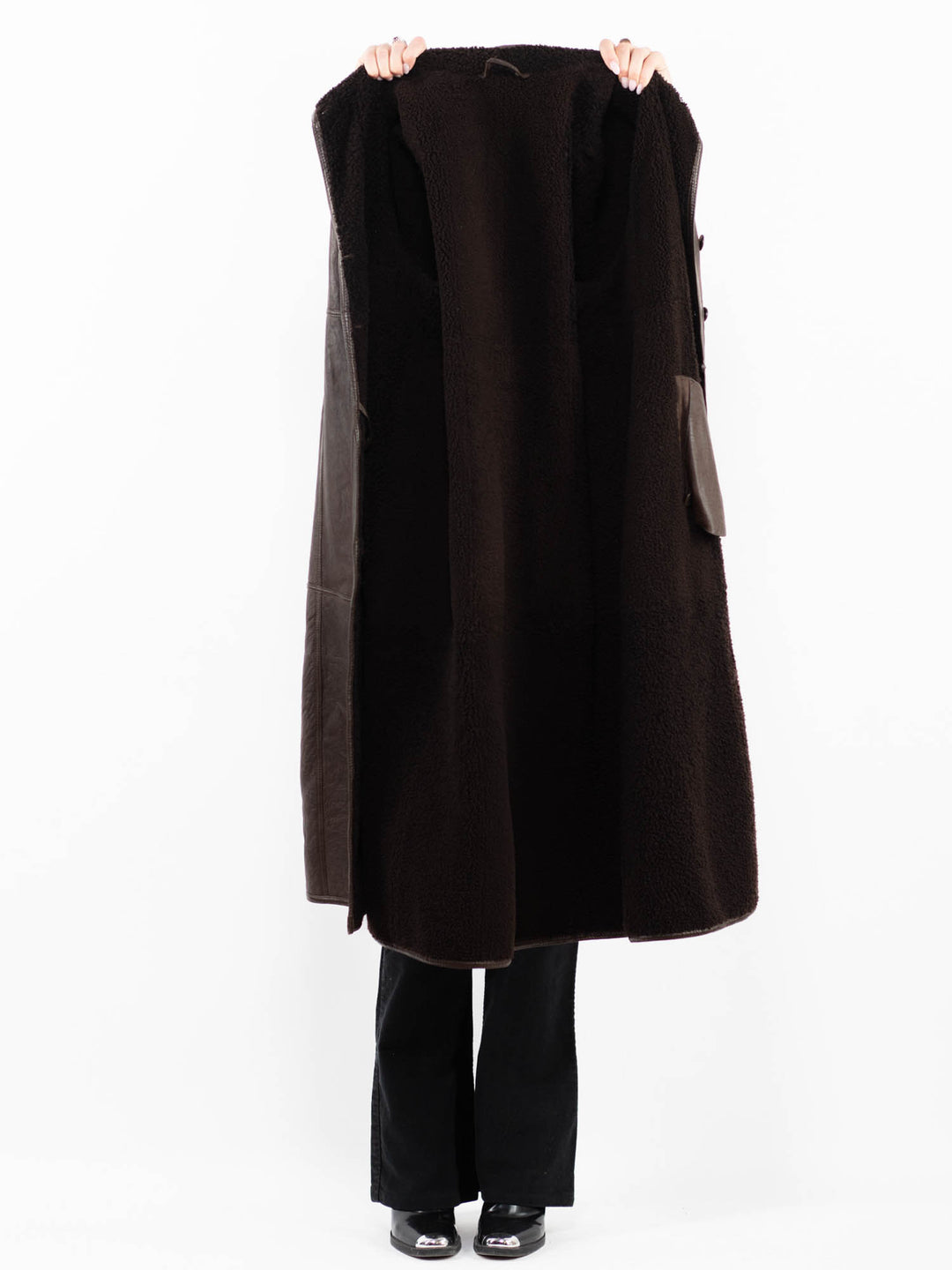 Vintage 90's Women Sheepskin Coat in BrownA0169