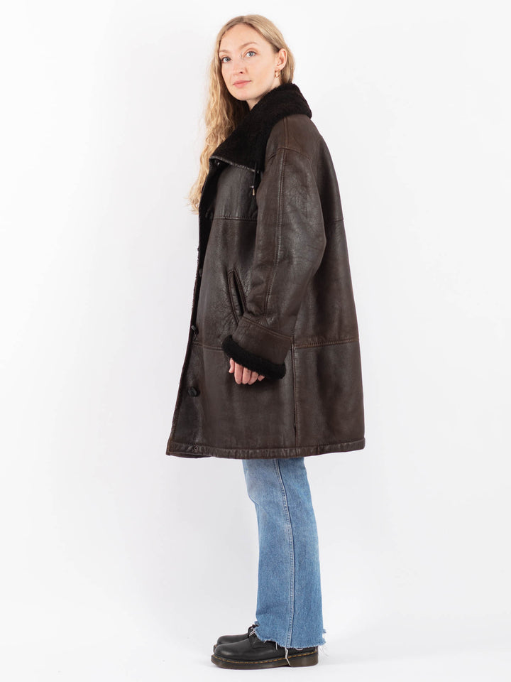 Vintage 80's Women Sheepskin Coat in BrownV9468