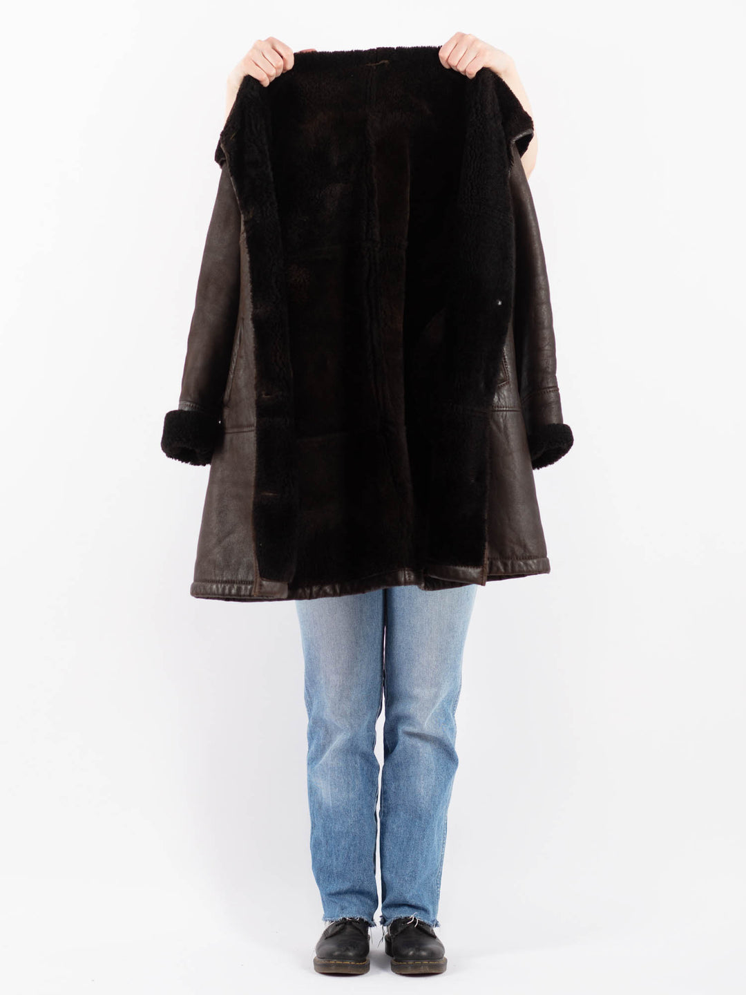 Vintage 80's Women Sheepskin Coat in BrownV9468