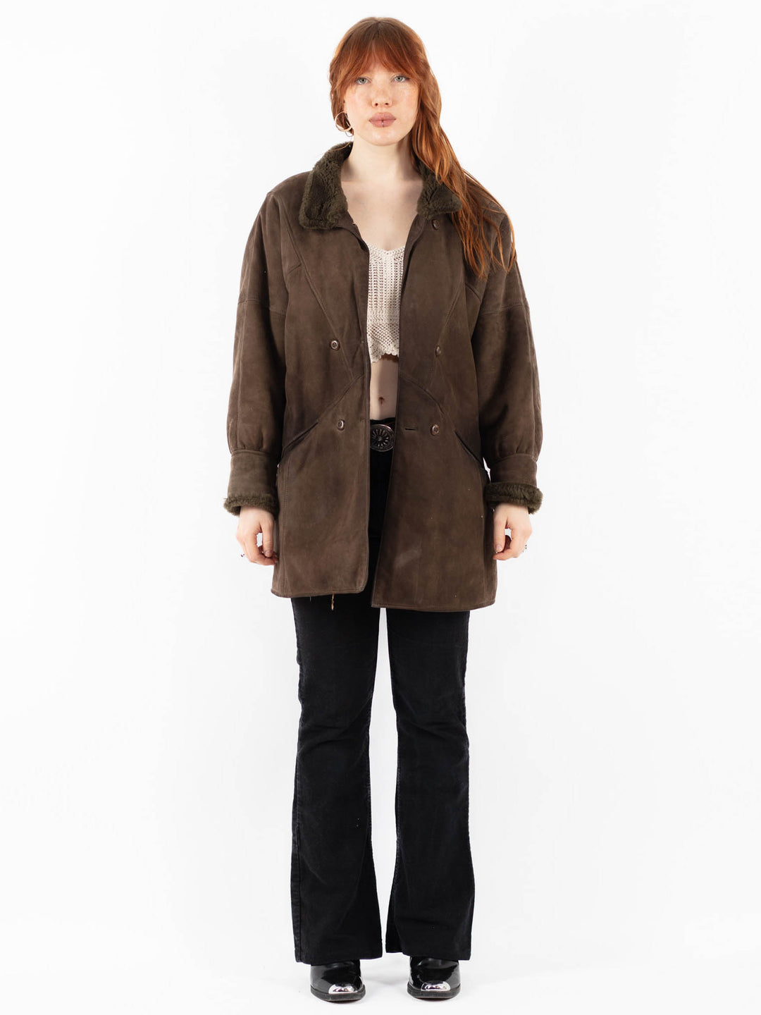 Vintage 80's Women Sheepskin Coat in BrownV9774
