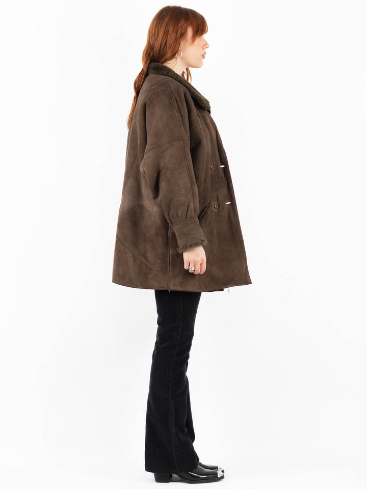 Vintage 80's Women Sheepskin Coat in BrownV9774