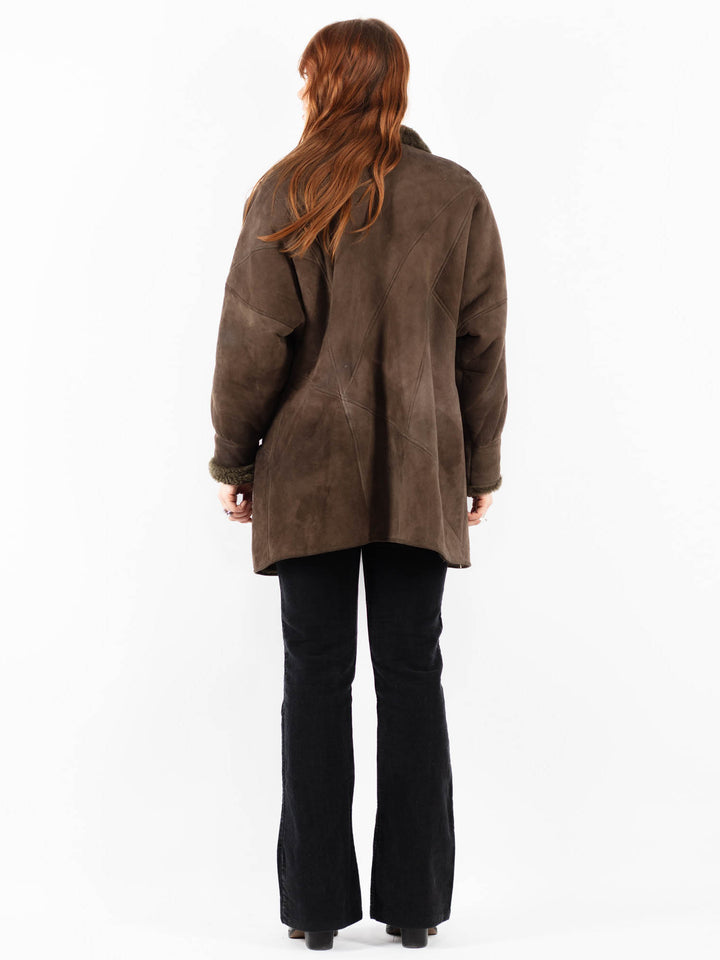 Vintage 80's Women Sheepskin Coat in BrownV9774