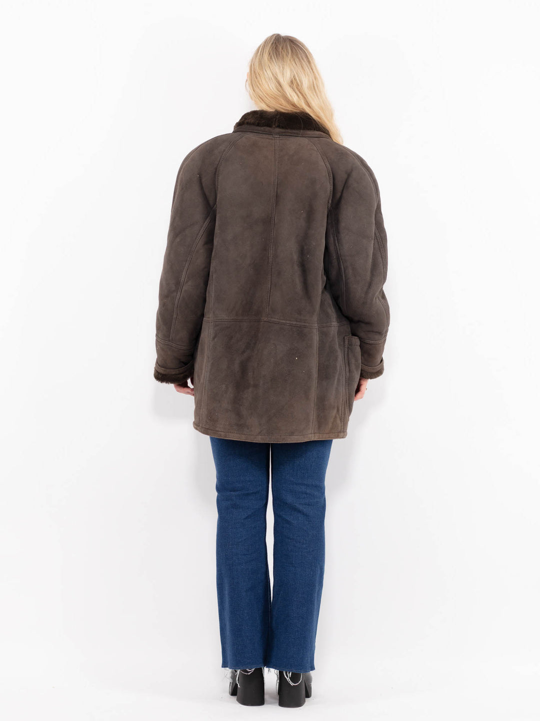 Vintage 80's Women Sheepskin Shearling in BrownA1008
