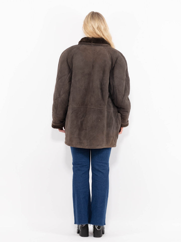 Vintage 80's Women Sheepskin Shearling in BrownA1008