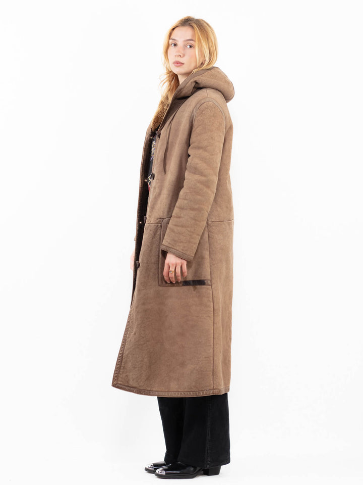 Vintage 80's Women Sheepskin Coat in BeigeA0172