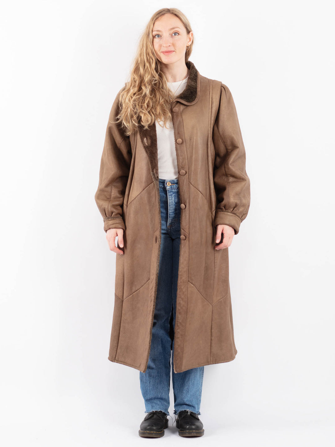 Vintage 80's Women Sheepskin Coat in BrownV9471