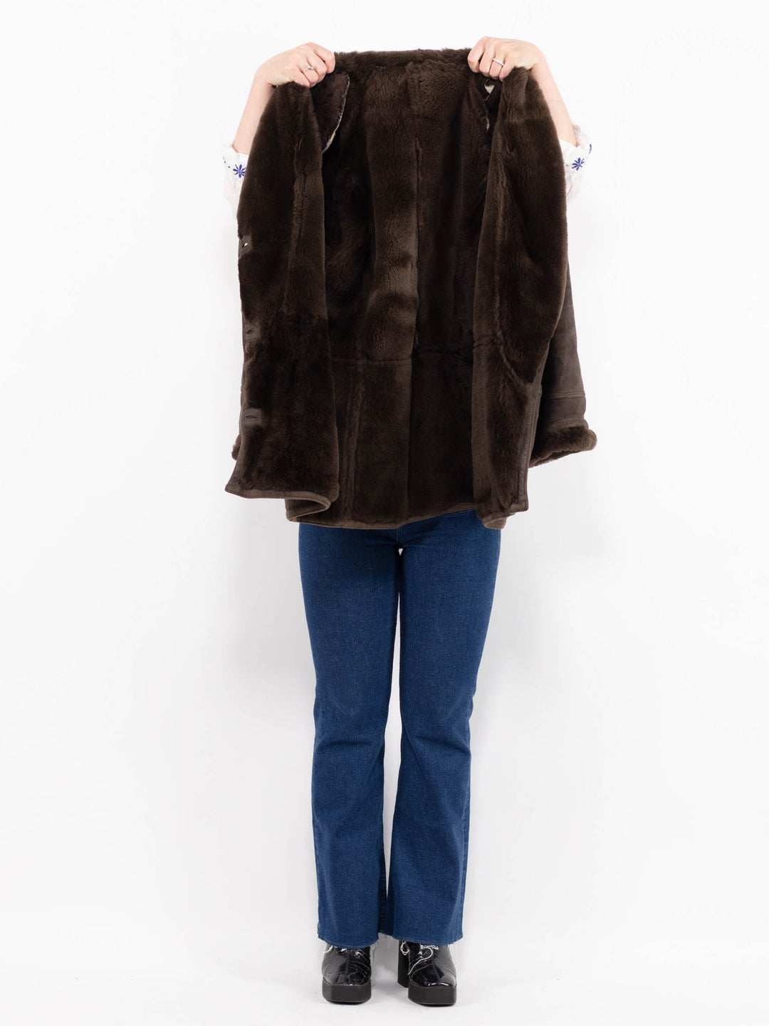 Vintage 80's Women Sheepskin Shearling in BrownA1008