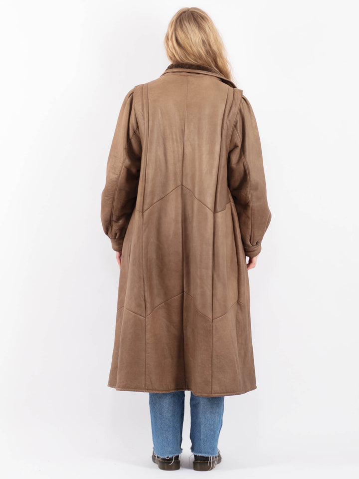 Vintage 80's Women Sheepskin Coat in BrownV9471