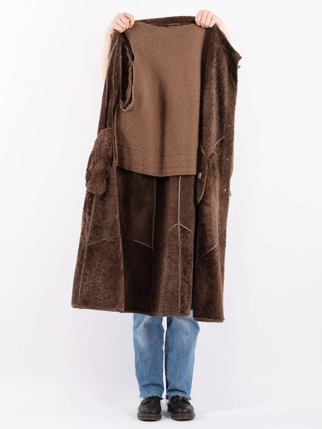 Vintage 80's Women Sheepskin Coat in BrownV9471