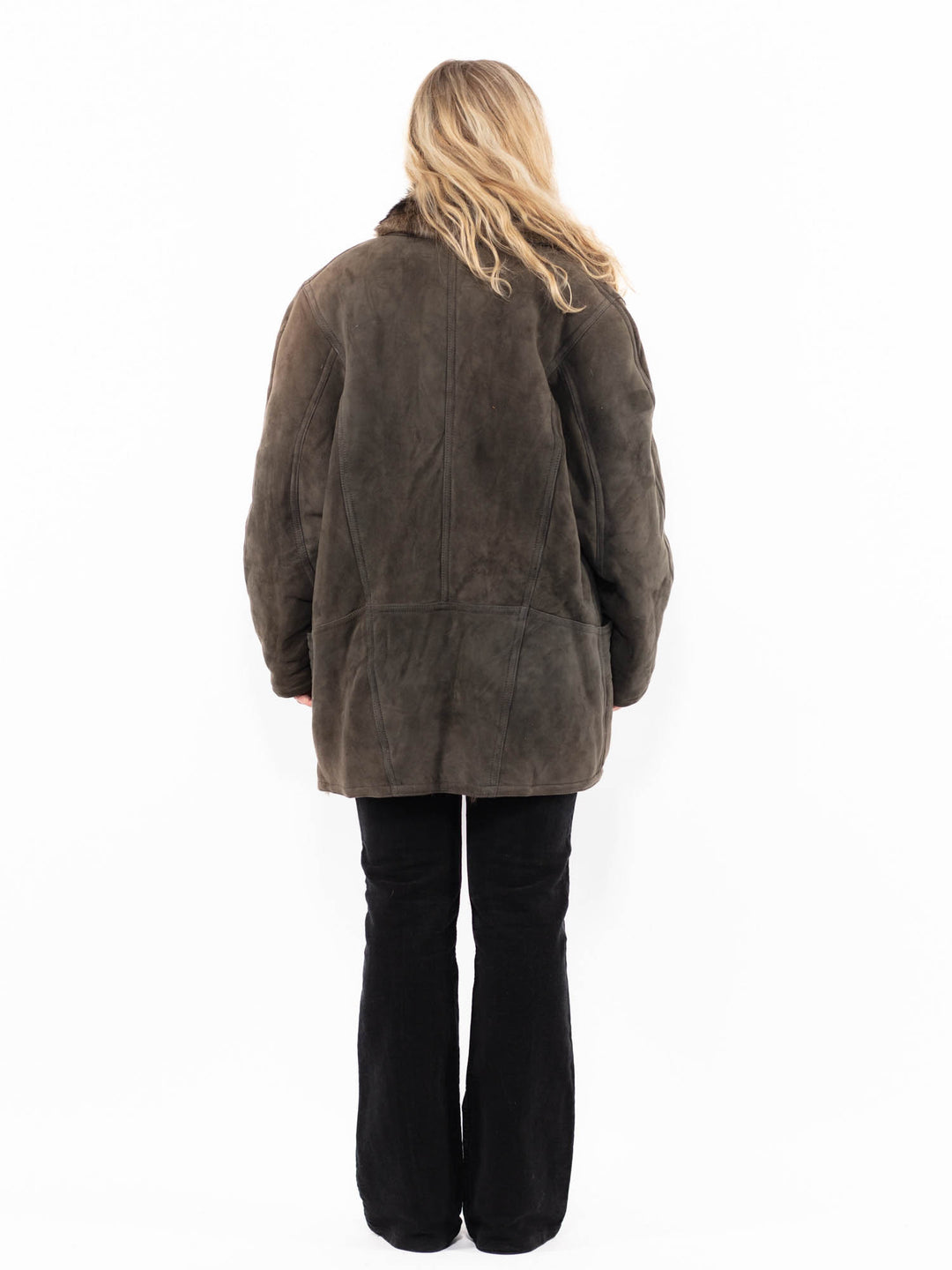 Vintage 80's Women Sheepskin Coat in GrayA0906