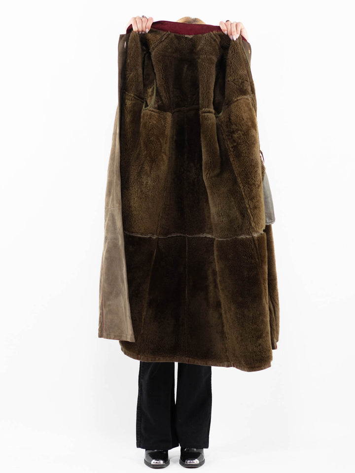 Vintage Women Sheepskin Coat in GreenA0173