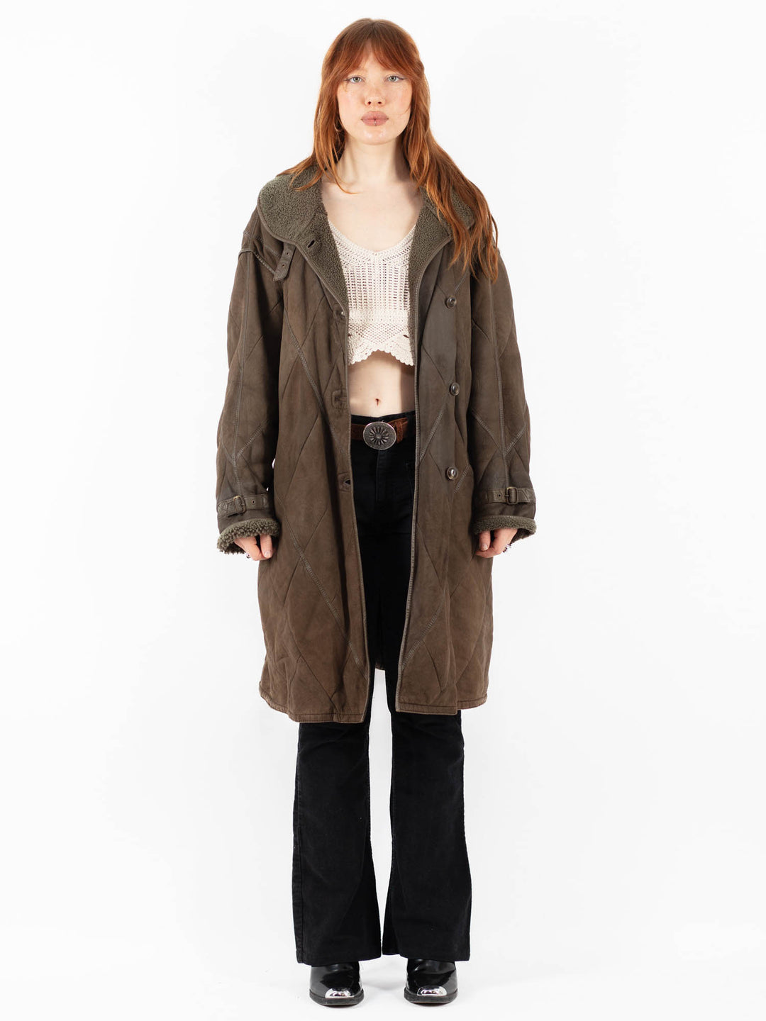 Vintage 80's Women Sheepskin Coat in BrownV9777