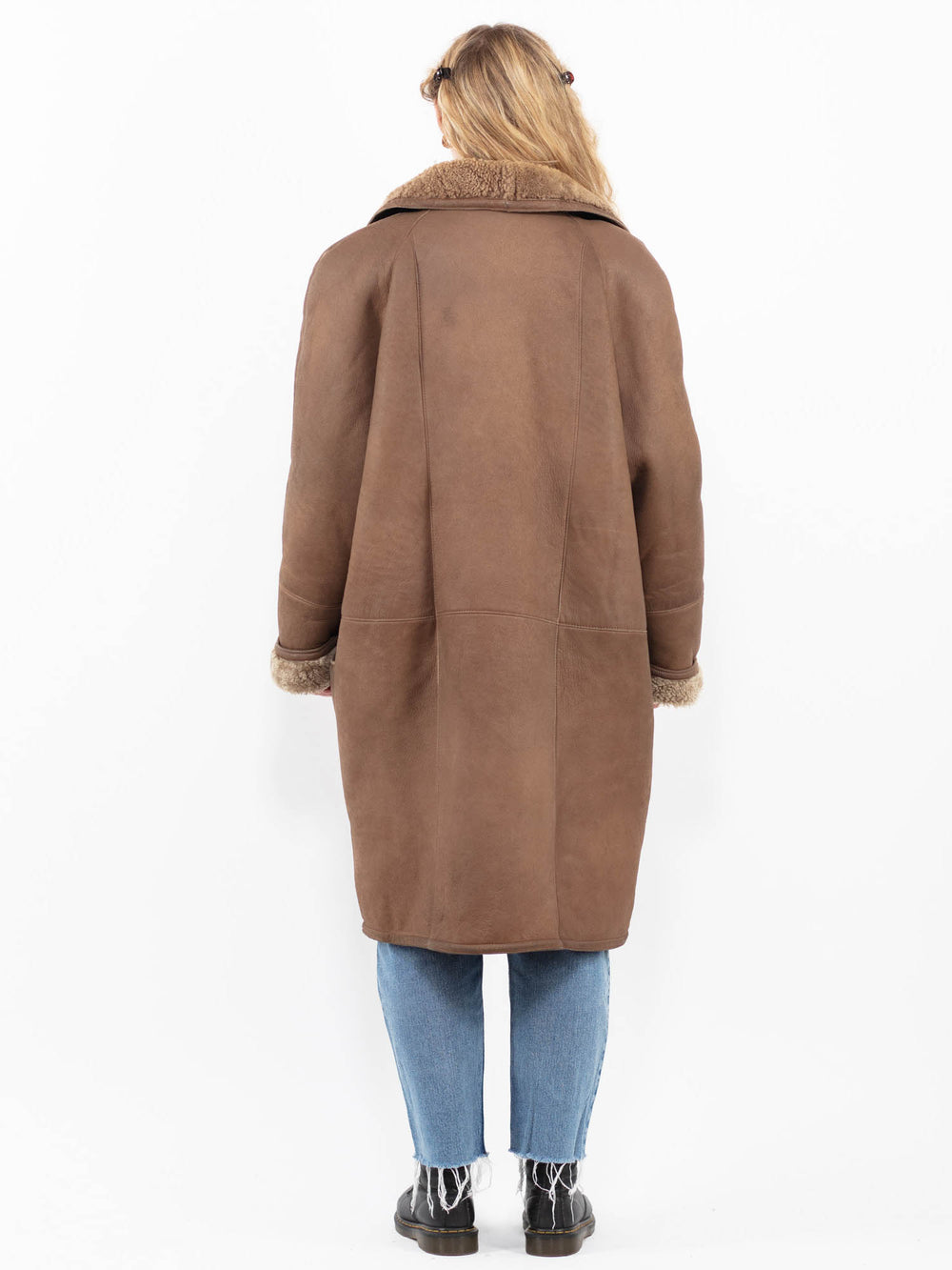 Vintage 80's Women Sheepskin Coat in BrownA0278