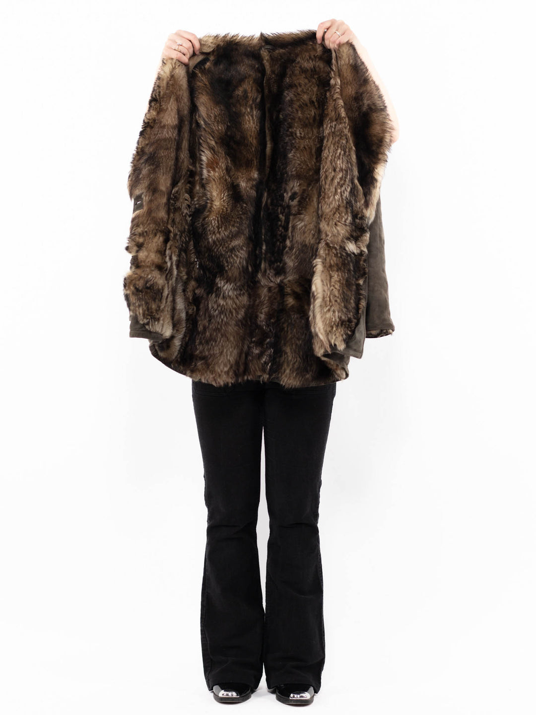 Vintage 80's Women Sheepskin Coat in GrayA0906