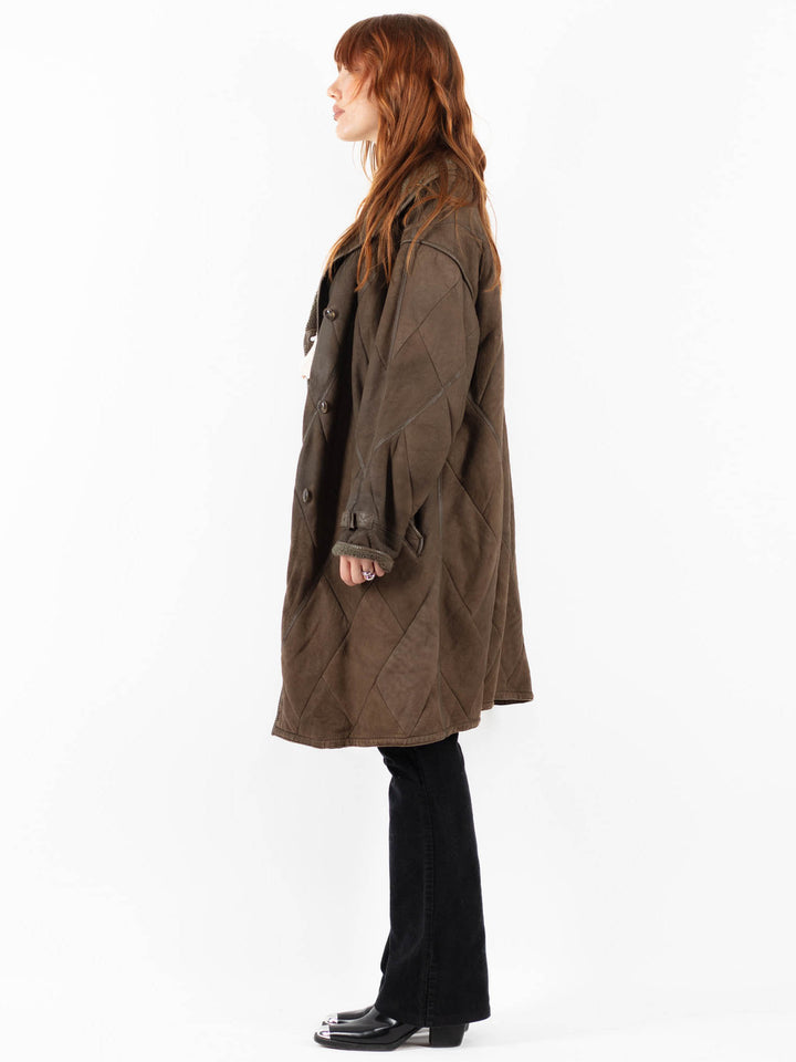 Vintage 80's Women Sheepskin Coat in BrownV9777