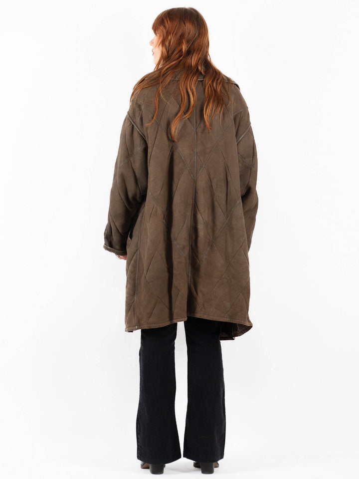 Vintage 80's Women Sheepskin Coat in BrownV9777