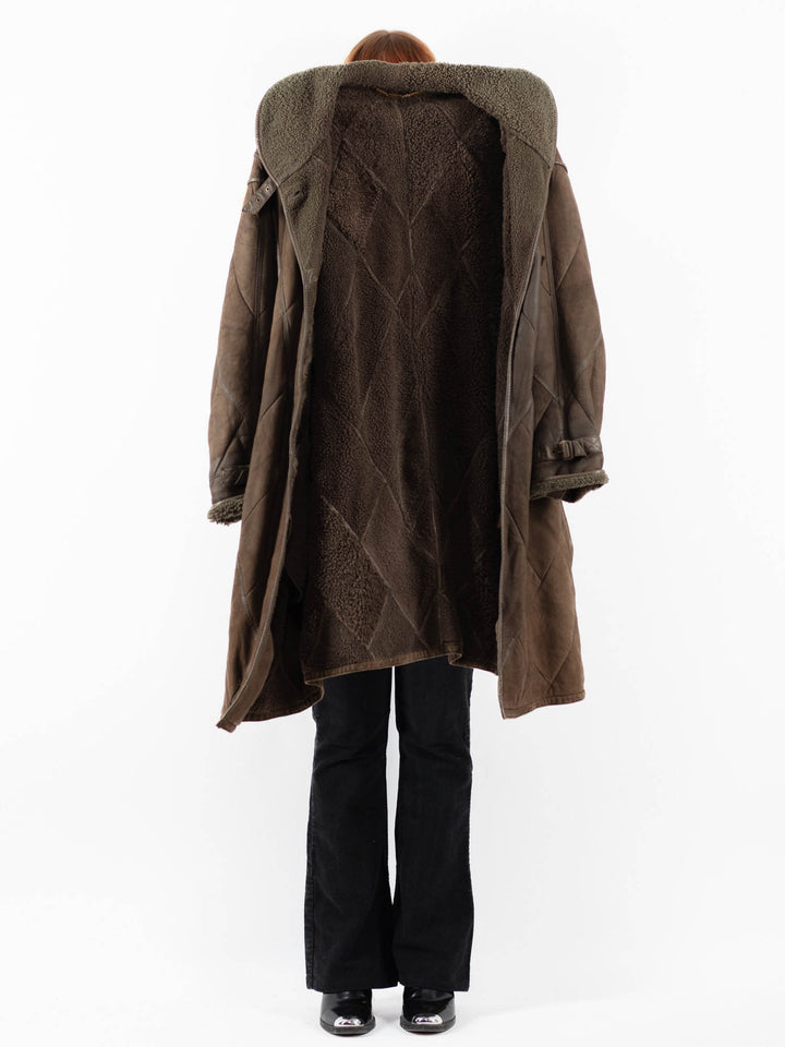 Vintage 80's Women Sheepskin Coat in BrownV9777