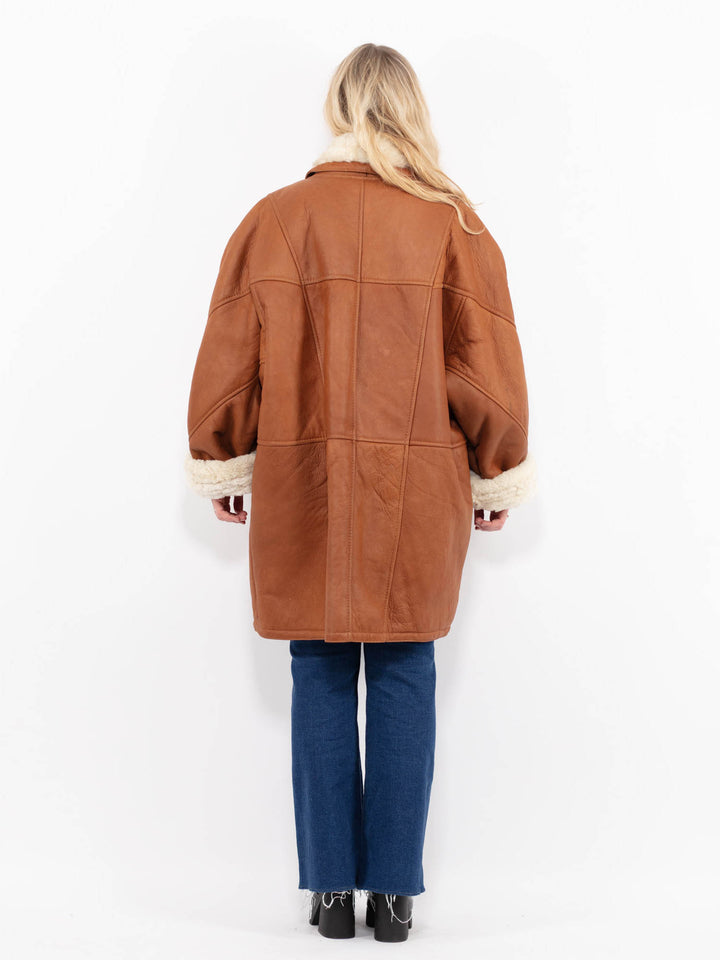 Vintage 80's Women Sheepskin Coat in BrownA1011