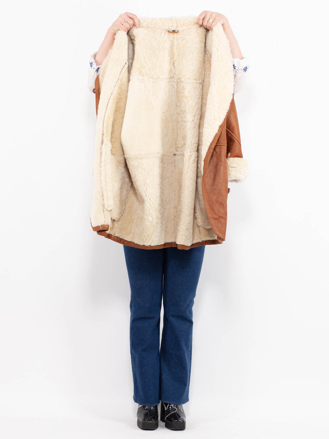 Vintage 80's Women Sheepskin Coat in BrownA1011