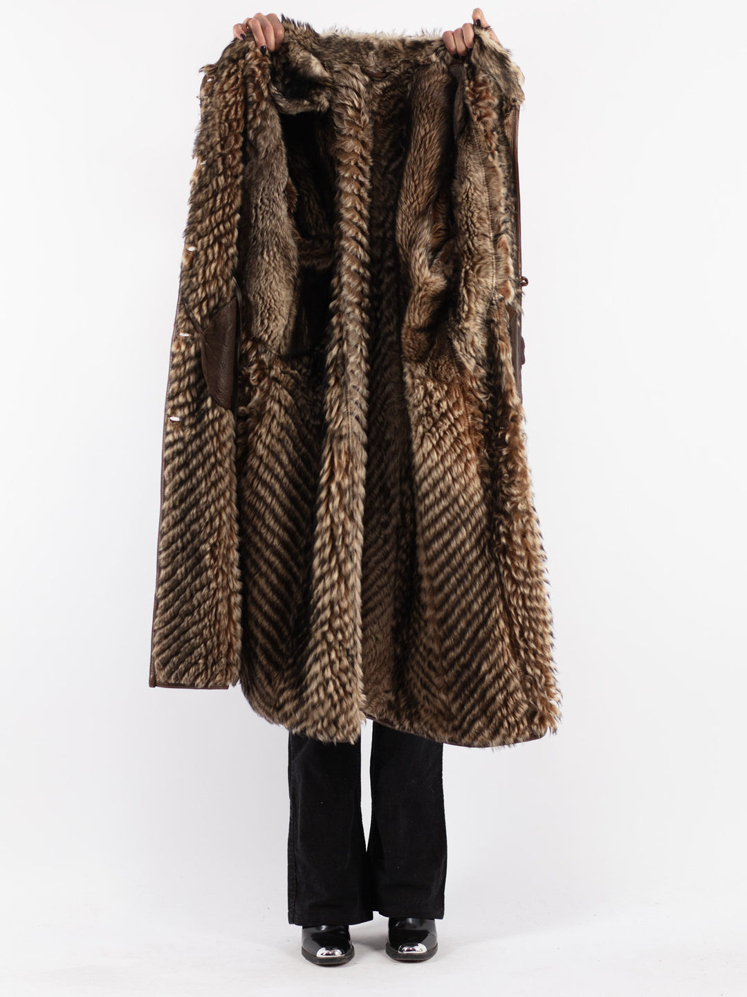 Vintage 80's Women Sheepskin Coat in Brown