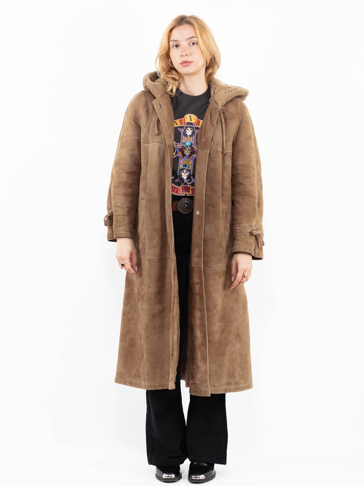Vintage 80's Women Sheepskin Coat in BrownA0179