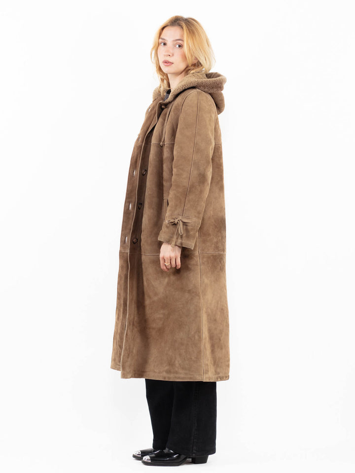 Vintage 80's Women Sheepskin Coat in BrownA0179