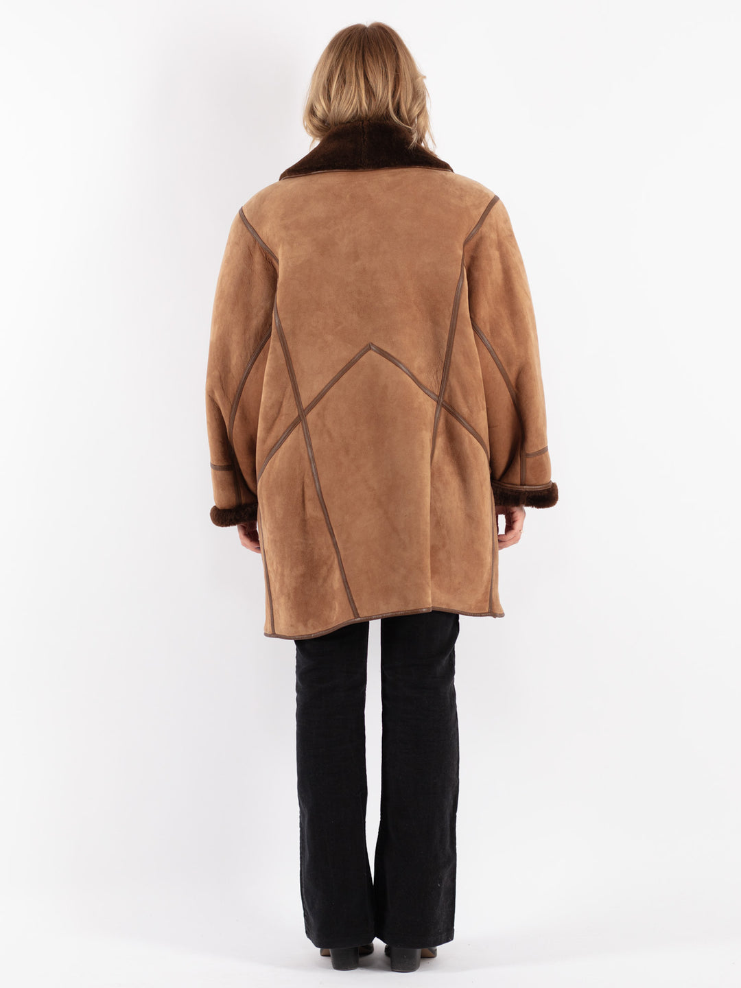 Vintage 80's Women Sheepskin Coat in Brown