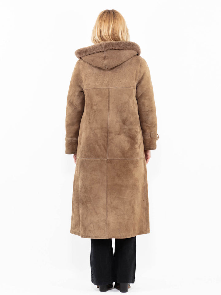 Vintage 80's Women Sheepskin Coat in BrownA0179