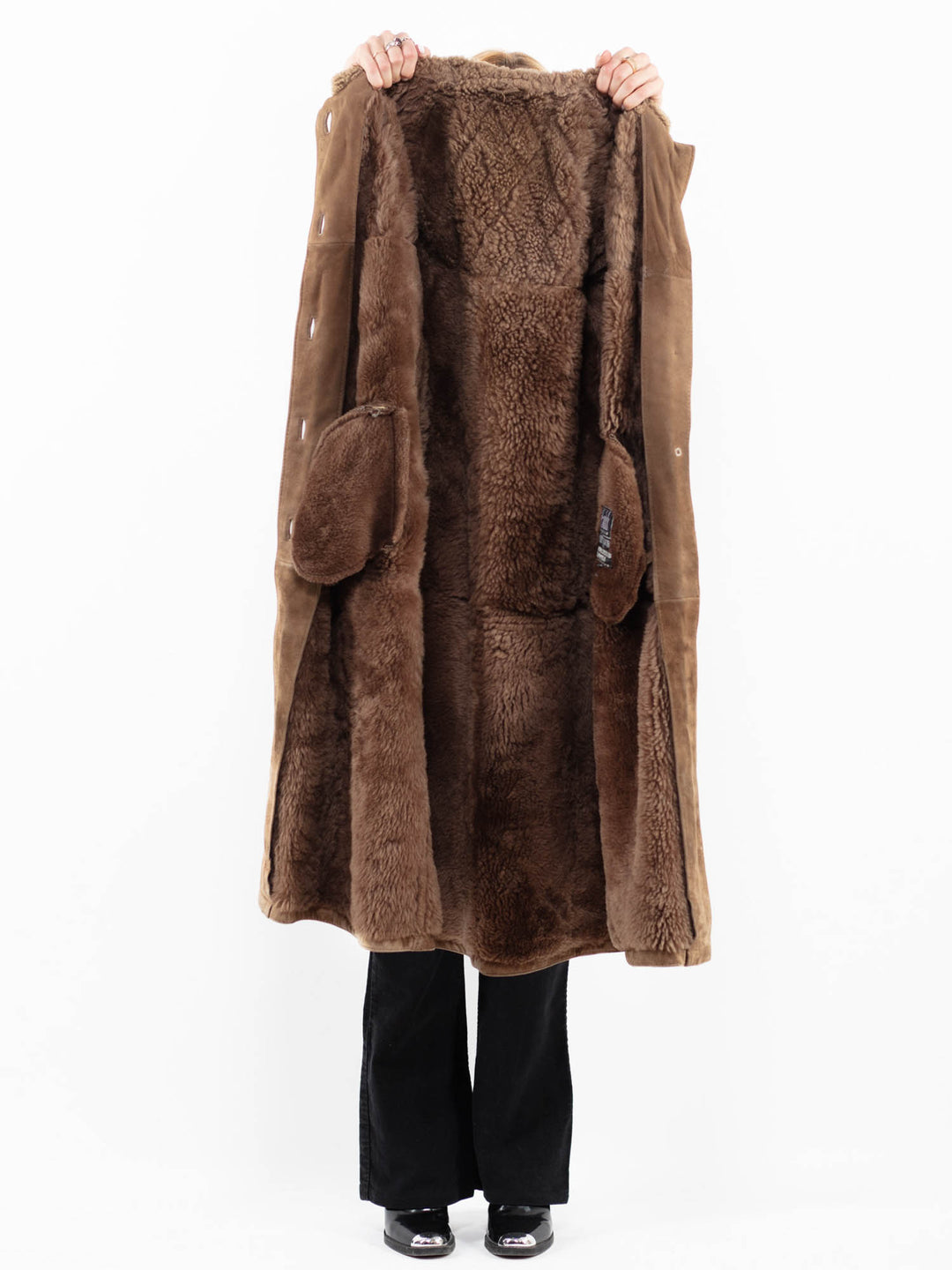 Vintage 80's Women Sheepskin Coat in BrownA0179