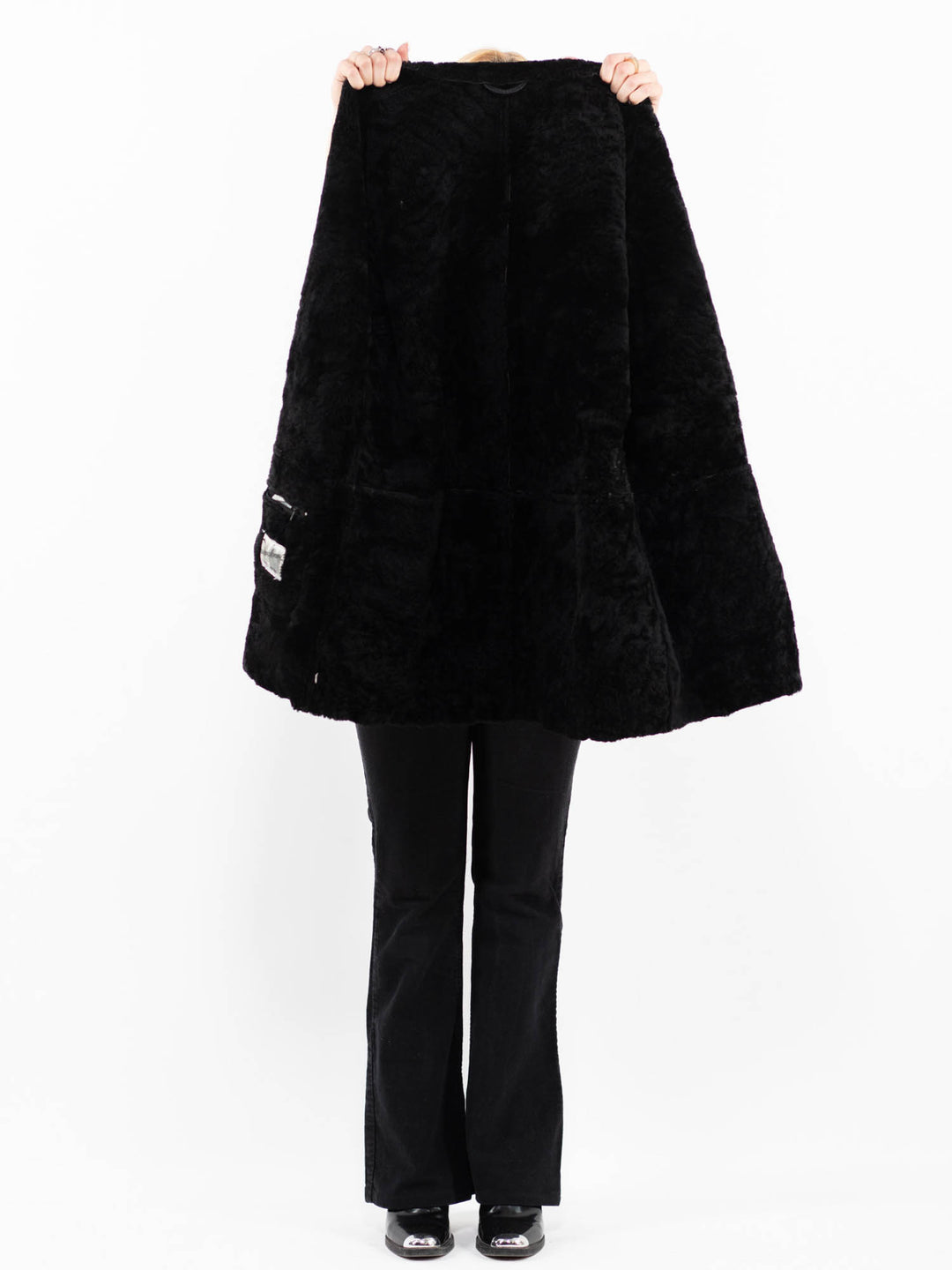 Vintage 80's Women Sheepskin Coat in BlackA0180