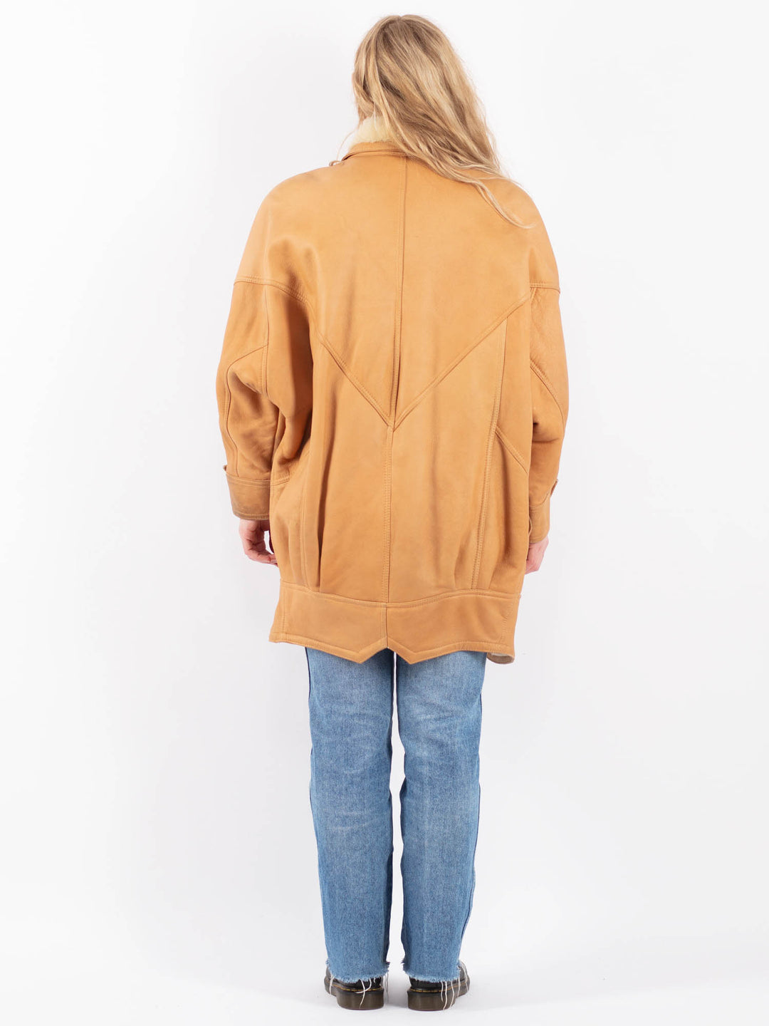 Vintage 80's Women Sheepskin Shearling Coat in BeigeV9478