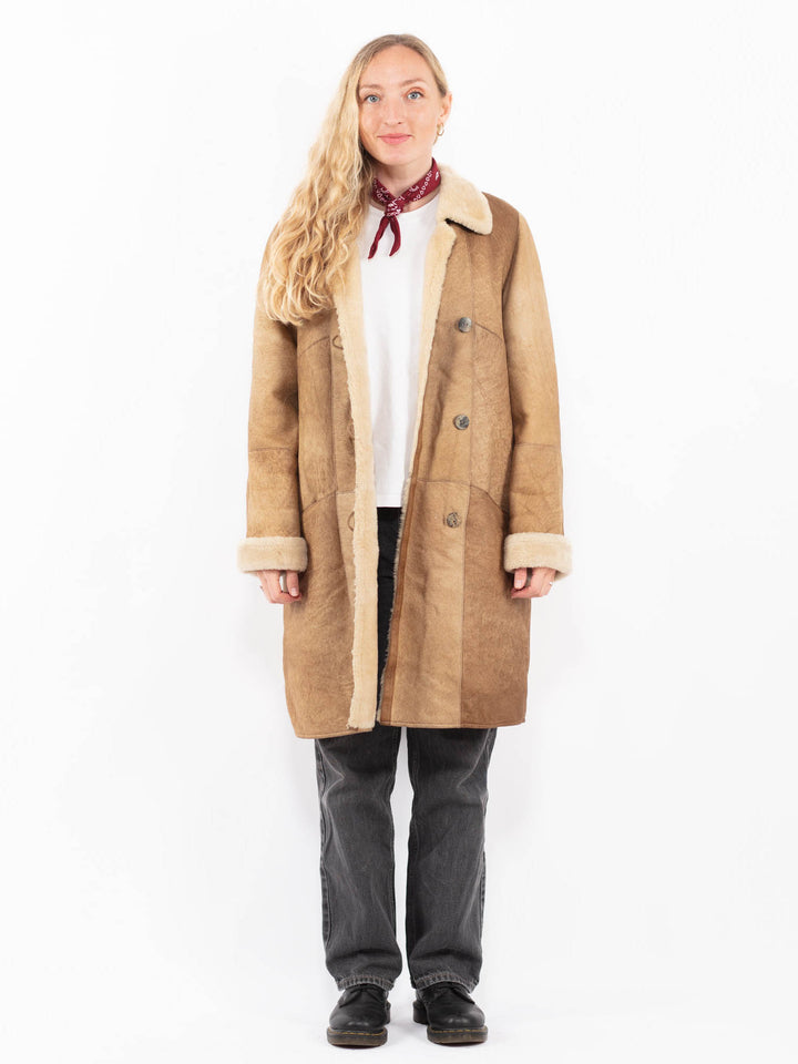 Vintage 80's Women Sheepskin Coat in BrownA0632