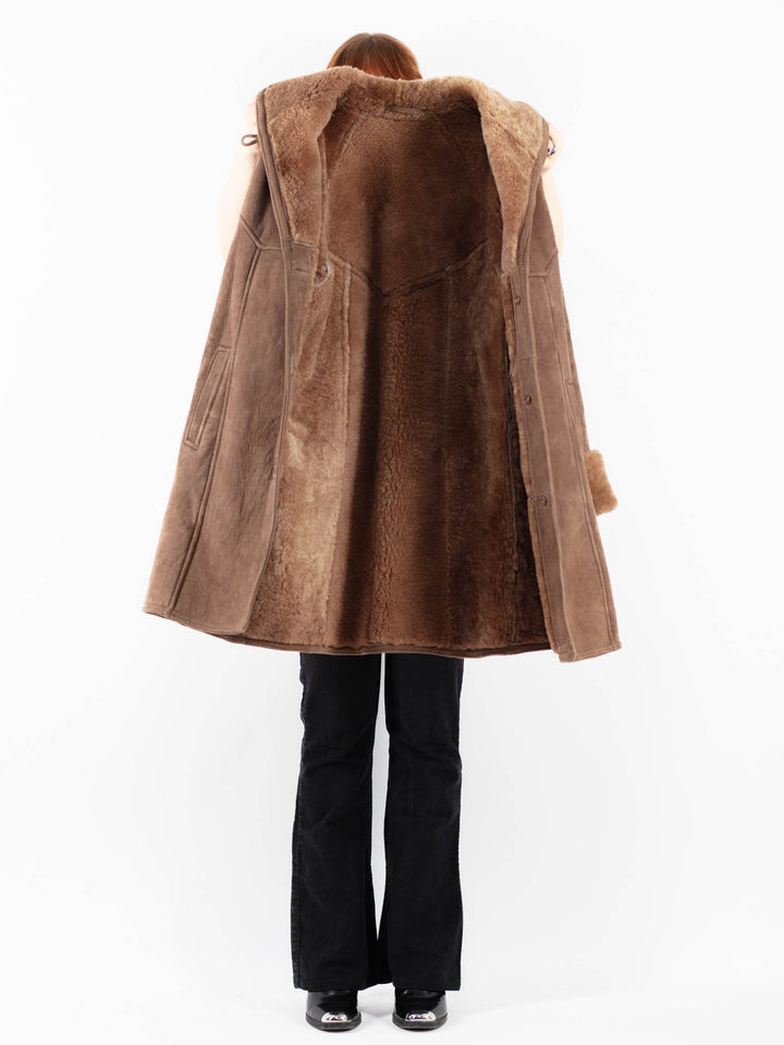 Vintage 80's Women Sheepskin Coat in BrownV9784