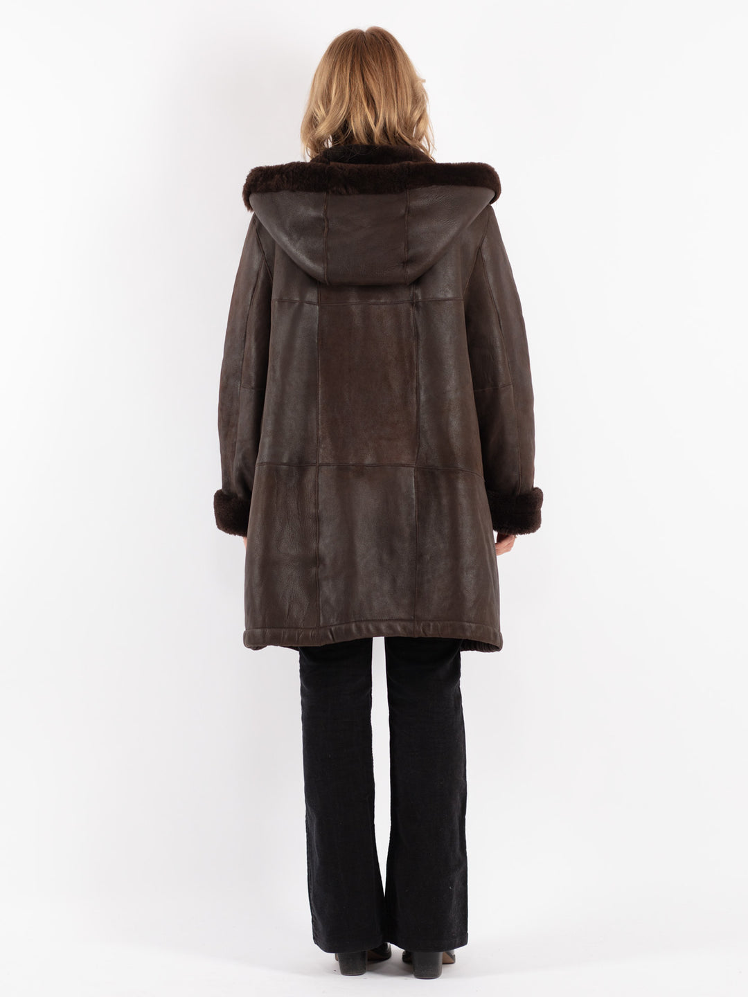 Vintage 80's Women Sheepskin Coat in Brown