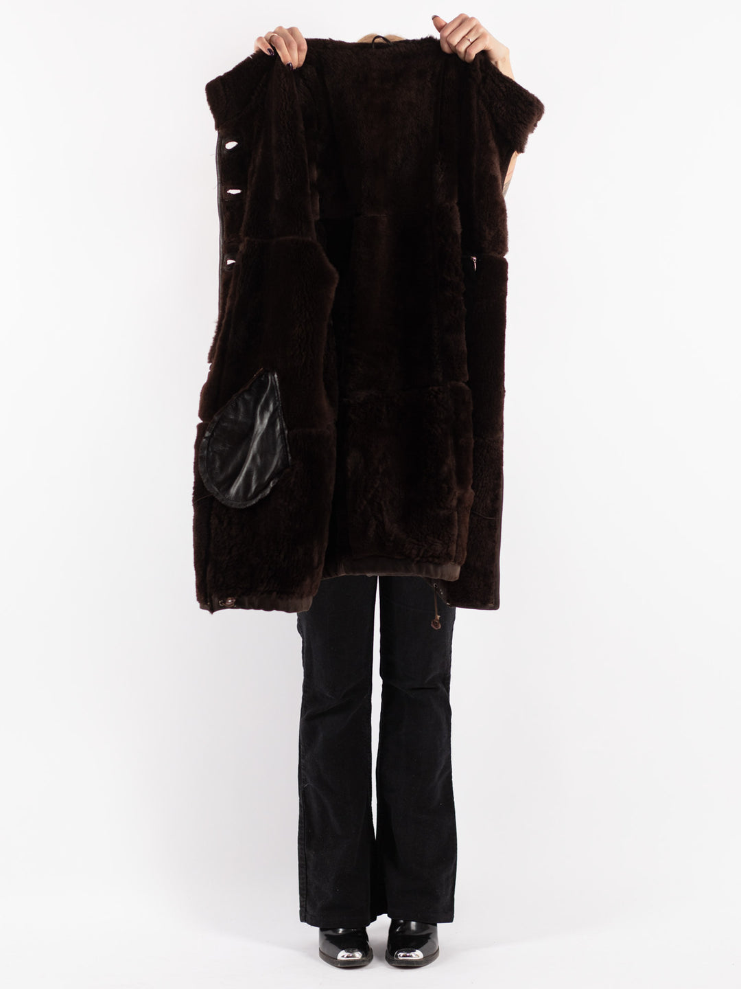 Vintage 80's Women Sheepskin Coat in Brown