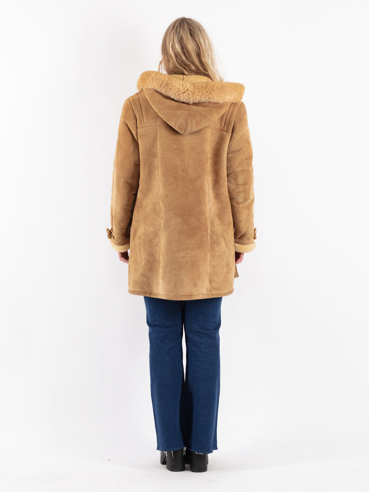 Vintage 80's Women Sheepskin Coat in Beige