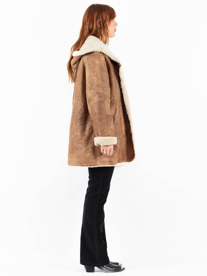 Vintage 80's Women Sheepskin Coat in BrownV9788
