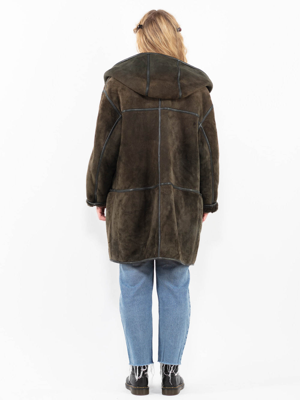 Vintage 80's Women Sheepskin Coat in GreenA0290